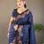 Navy Blue Wedding silk blend Saree