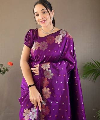 Plum Wedding silk blend Saree 1