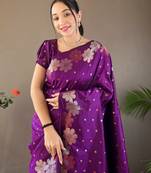 Plum Wedding silk blend Saree