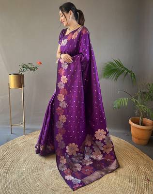 Plum Wedding silk blend Saree 2