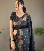 Black Wedding silk blend Saree