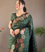 Green Wedding silk blend Saree