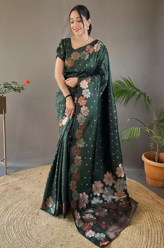 Green Wedding silk blend Saree