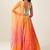 ORANGE PINK BANDHANI PRINT SEQUINCE EMBROIDERY ORGANZA LEHENGA CHOLI