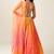 ORANGE PINK BANDHANI PRINT SEQUINCE EMBROIDERY ORGANZA LEHENGA CHOLI