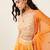 ORANGE PINK BANDHANI PRINT SEQUINCE EMBROIDERY ORGANZA LEHENGA CHOLI