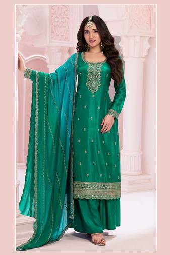 PLUS SIZE SEMI STITCHED SEQUANCE EMBROIDERED SUIT
