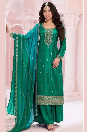 PLUS SIZE SEMI STITCHED SEQUANCE EMBROIDERED SUIT