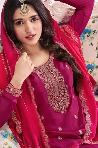 PLUS SIZE SEMI STITCHED  EMBROIDERED SUIT