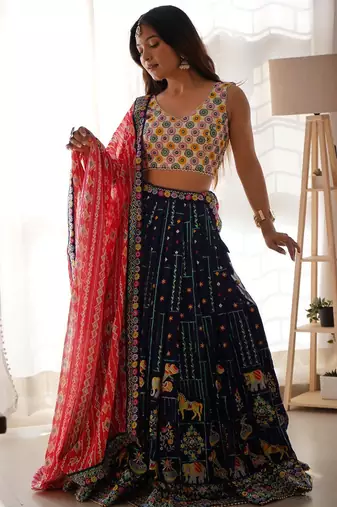 Embroidered Work Flared Lehenga choli With Dupatta