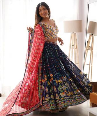 Embroidered Work Flared Lehenga choli With Dupatta 4