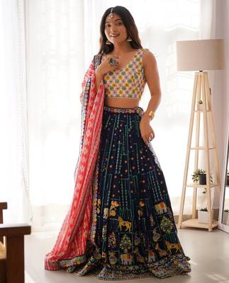 Embroidered Work Flared Lehenga choli With Dupatta 5