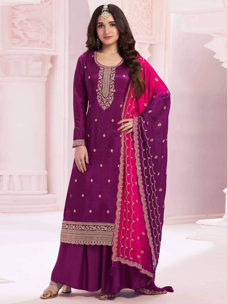 PLUS SIZE SEMI STITCHED SEQUANCE EMBROIDERED SUIT