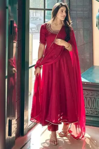 Designer Festival Wear Gown Suit Set With Dupatta Ethnic Wear Anarkali Suit Set