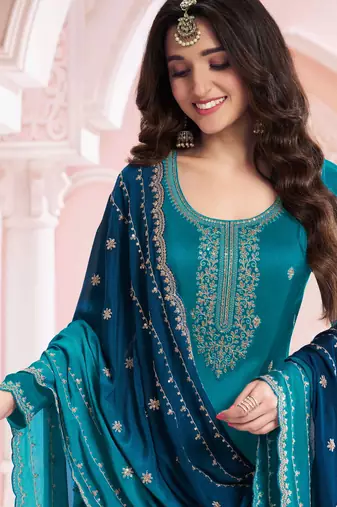 PLUS SIZE SEMI STITCHED  EMBROIDERED SUIT