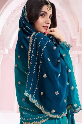PLUS SIZE SEMI STITCHED  EMBROIDERED SUIT