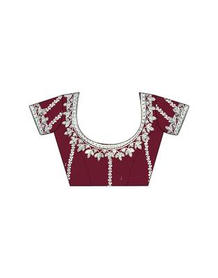 Tissue silk maroon saree with tissue silk blouse 4