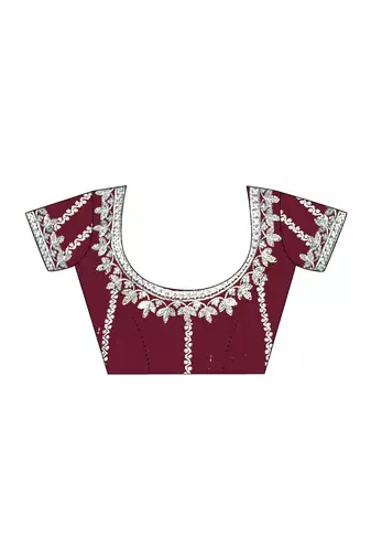 Tissue silk maroon saree with tissue silk blouse