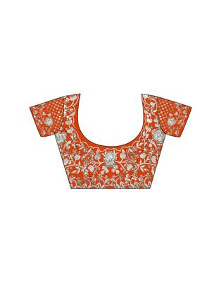Organza orange saree with organza blouse 4
