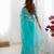 Organza turquoise blue saree with organza blouse