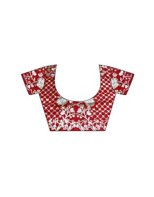 Organza red saree with organza blouse 3