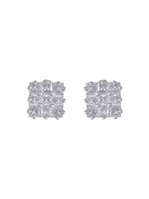 Silver-plated stud earrings for women with american diamond 3
