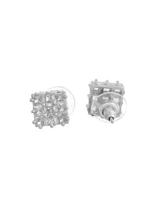 Silver-plated stud earrings for women with american diamond 4