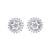 Silver-toned circular cluster cz stud earrings