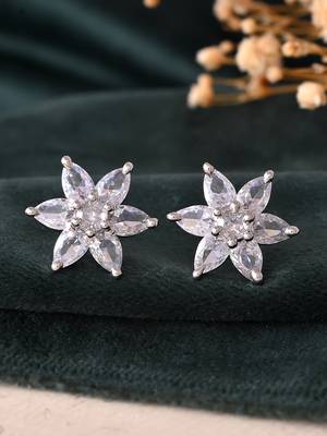 Silver floral stud earrings for women 1