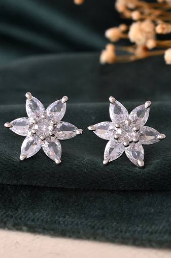 Silver floral stud earrings for women