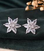 Silver floral stud earrings for women