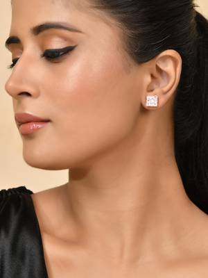 Silver floral stud earrings for women 2