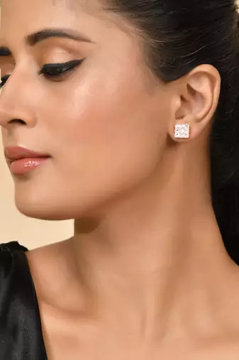 Silver floral stud earrings for women