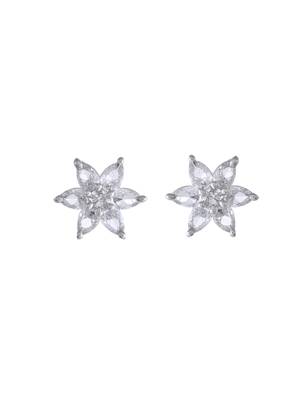 Silver floral stud earrings for women 3