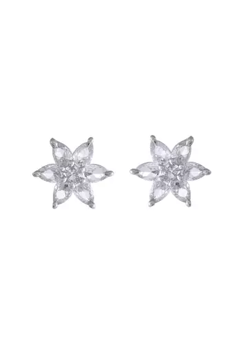 Silver floral stud earrings for women
