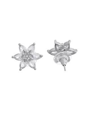 Silver floral stud earrings for women 4