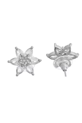 Silver floral stud earrings for women