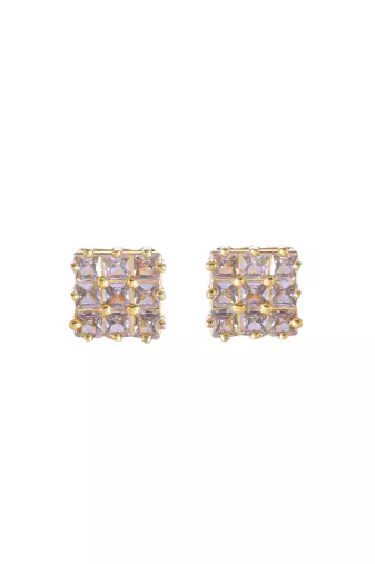 Gold-plated square stud earrings