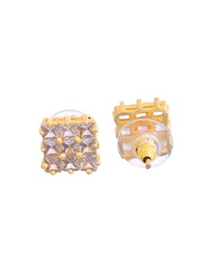 Gold-plated square stud earrings 4