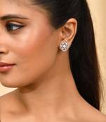 Silver-toned floral ad stud earrings