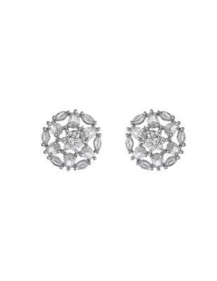 Silver-toned floral ad stud earrings 3