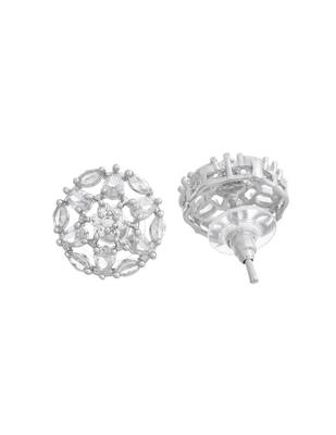 Silver-toned floral ad stud earrings 4