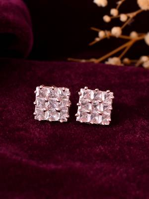 Gold-plated grid stud earrings 2