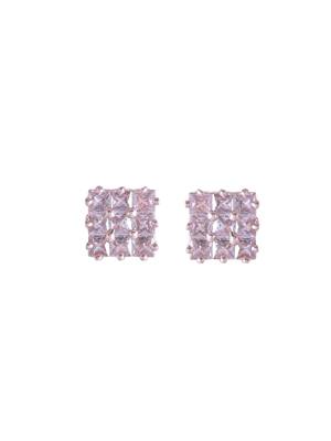 Gold-plated grid stud earrings 3