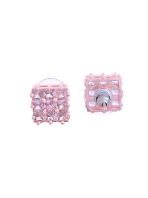 Gold-plated grid stud earrings 4