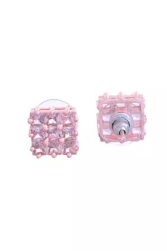 Gold-plated grid stud earrings
