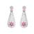 Silver-plated red stone drop earrings with american diamond