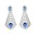 Silver-plated blue stone drop earrings with american diamond