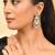Silver-plated green & white american diamond  chandelier earrings