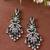 Silver-plated green & white american diamond  chandelier earrings